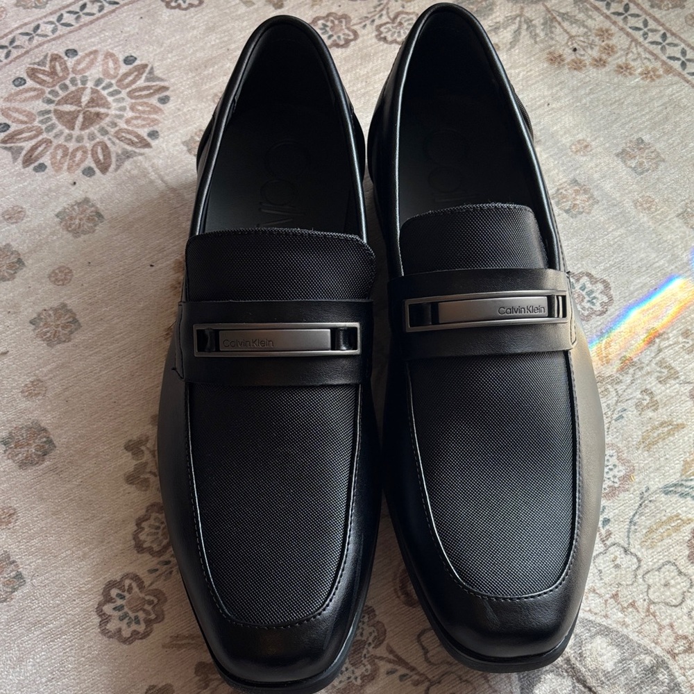 Calvin Klein Black Men's Slip-On Loafers with Metal Bit